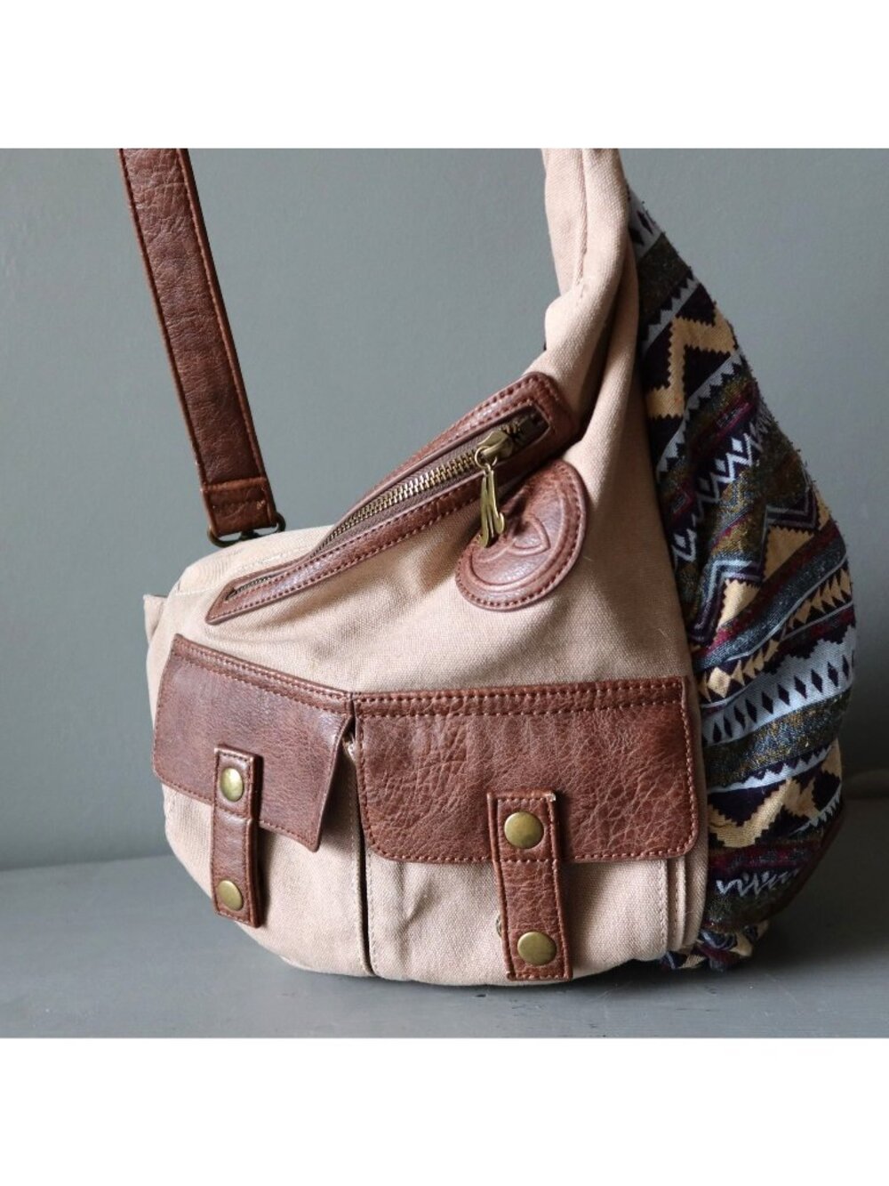 The Walking Dead Sling Bag Michonne Canvas Crossbody Brown Tribal Rare